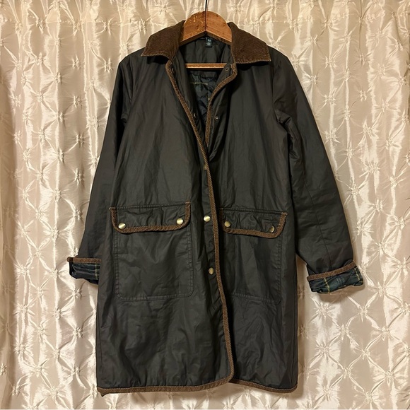 Lauren Ralph Lauren Black Waxed Canvas Barn Jacket Chore Coat Quilted Plaid VTG - Picture 12 of 12